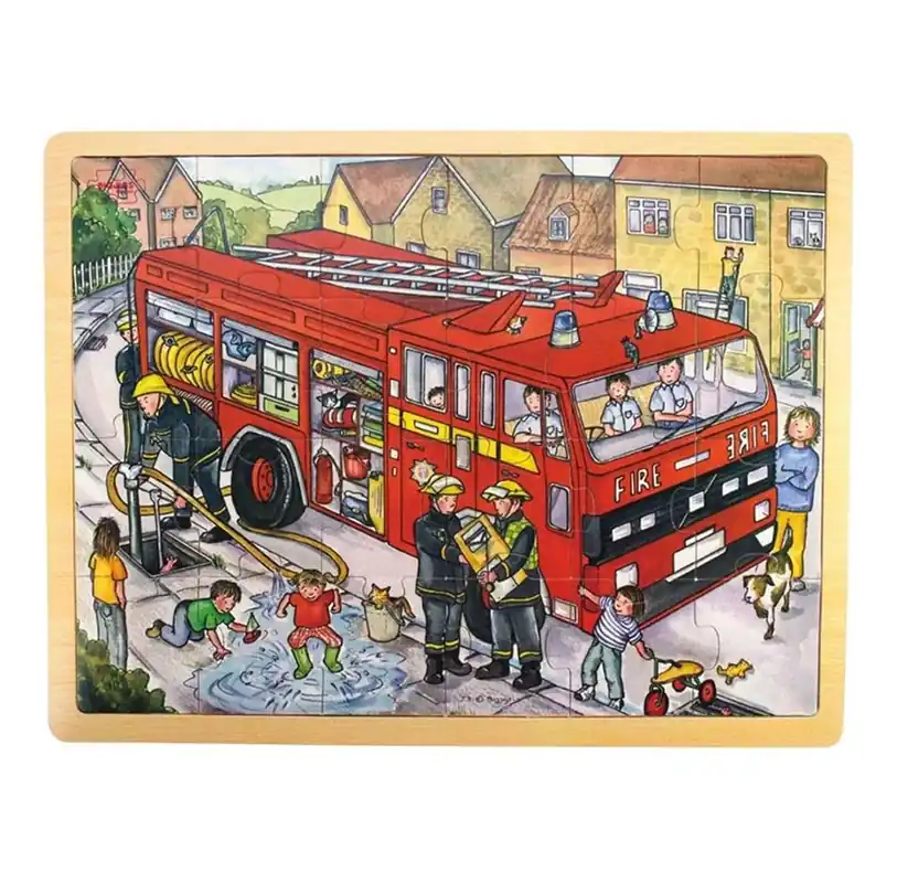 Bigjigs Wooden Jigsaw Puzzle Fire Truck - 24 pcs. Trä - Mycket efterfrågad