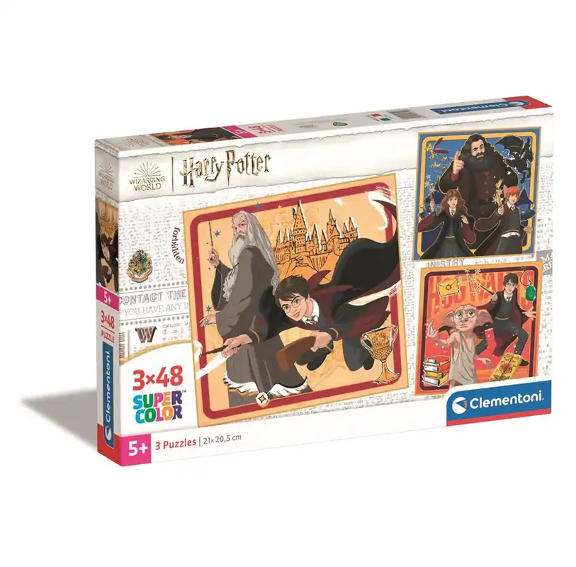 Clementoni Puzzle Square - Harry Potter 3x48 pieces 2D Pussel - Professionell kvalitet