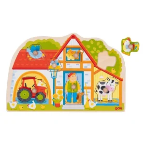Deal - Goki Wooden Stud Puzzle My Farm 7 pcs.