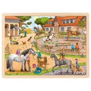 Goki Wooden Jigsaw Puzzle Horse Riding School 96 pcs. Trä | Kundfavorit