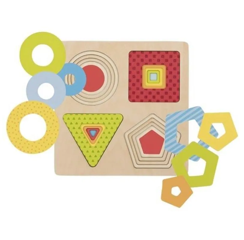 Goki Wooden Layer Puzzle Geometric Shapes 16 pcs. Trä | Efterfrågad