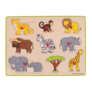 Rabatter | Bigjigs Wooden Stud Puzzle Safari 9 pieces. Trä