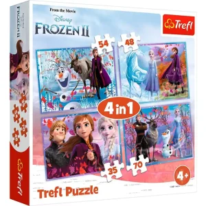 Erbjudande | Trefl Puzzle - Frozen - Journey into the unknown (4in1) 2D Pussel
