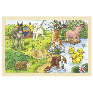 Kan beställas online - Goki Wooden Jigsaw Puzzle Baby Animals 24 pcs. Trä