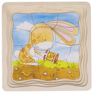 Prisnedsättning - Goki Wooden Layer Puzzle - Vegetable Garden 53pcs. Trä