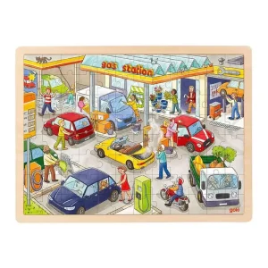 Goki Wooden Jigsaw Puzzle Gas Station 96 pcs. Trä - Tidsbegränsat erbjudande