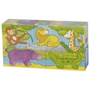 Goki Wooden Block Puzzle Safari 5 pcs. Trä - Missa inte