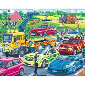 Handla nu | Larsen Puzzles Rescue Vehicles on highway