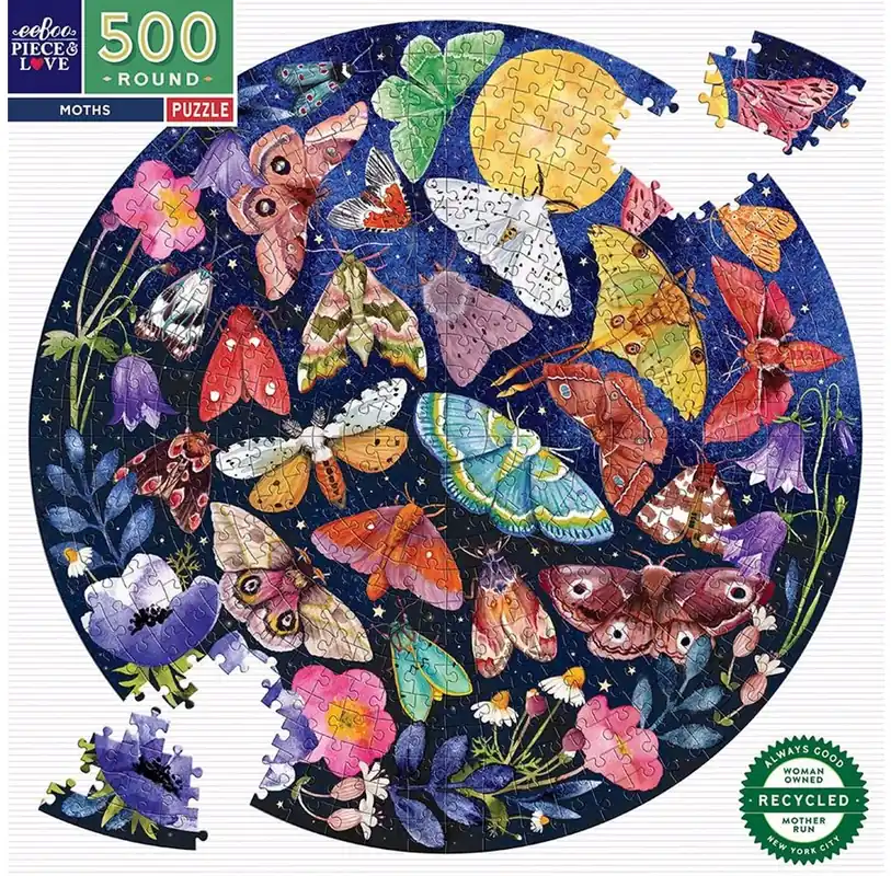 eeBoo Round Puzzle 500 pcs - Moths | Rekommenderas