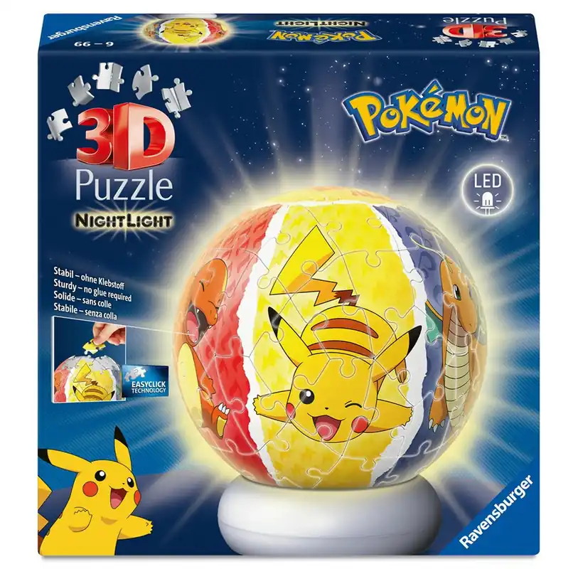Ravensburger 3D Puzzle-Ball Nightlight Pokémon (72) 3D pusselspel - Fynd