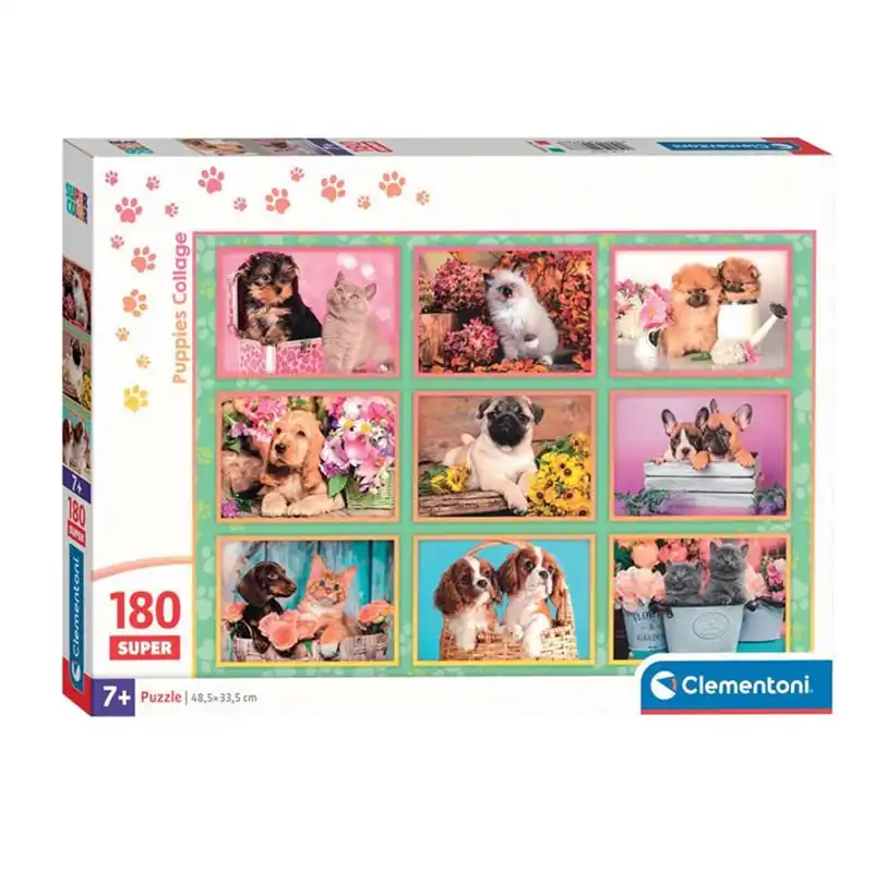 Väl omtyckt - Clementoni Jigsaw Puzzle Super Color Puppies Collage 180pcs. 2D Pussel