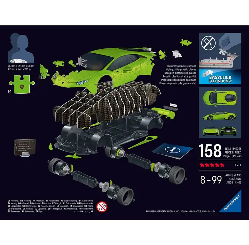 Direkt från fabriken - Ravensburger Lamborghini Huracan 3D Puzzle, 108pc 3D pusselspel
