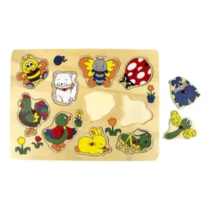 Tillverkarpris - Playwood Wooden Stud Puzzle Animals around the House 10 pcs Trä