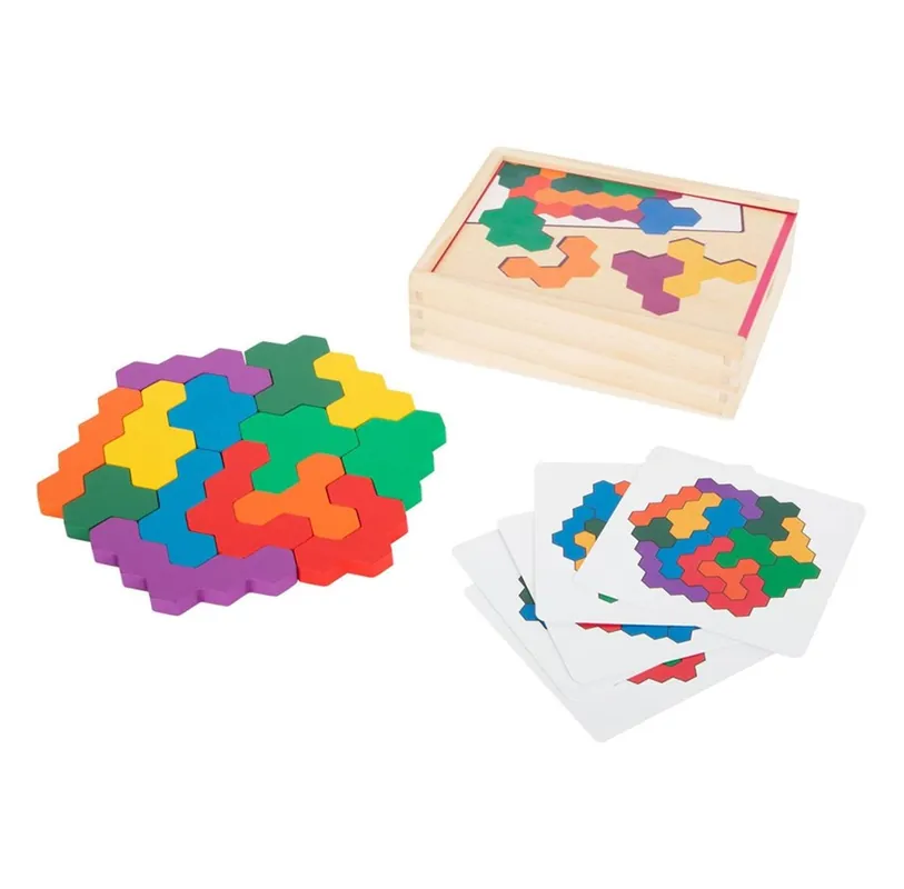 Efterfrågad | Small Foot - Wooden Shape Puzzle Hexagon Trä