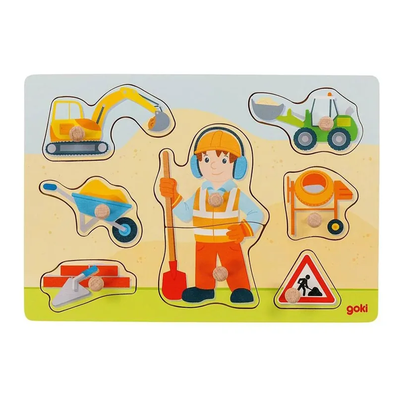 Köp nu | Goki Wooden Stud Puzzle Construction Worker 8 pcs Trä