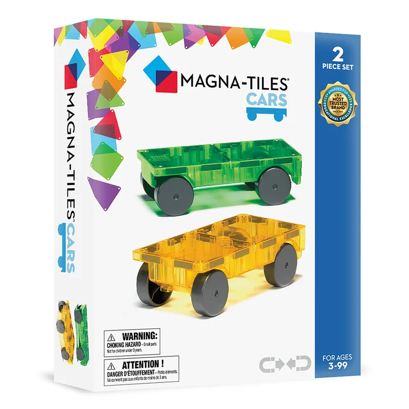 MAGNA-TILES - Cars 2 Piece Expansion Set Green & Yellow (90216) | Skynda dig