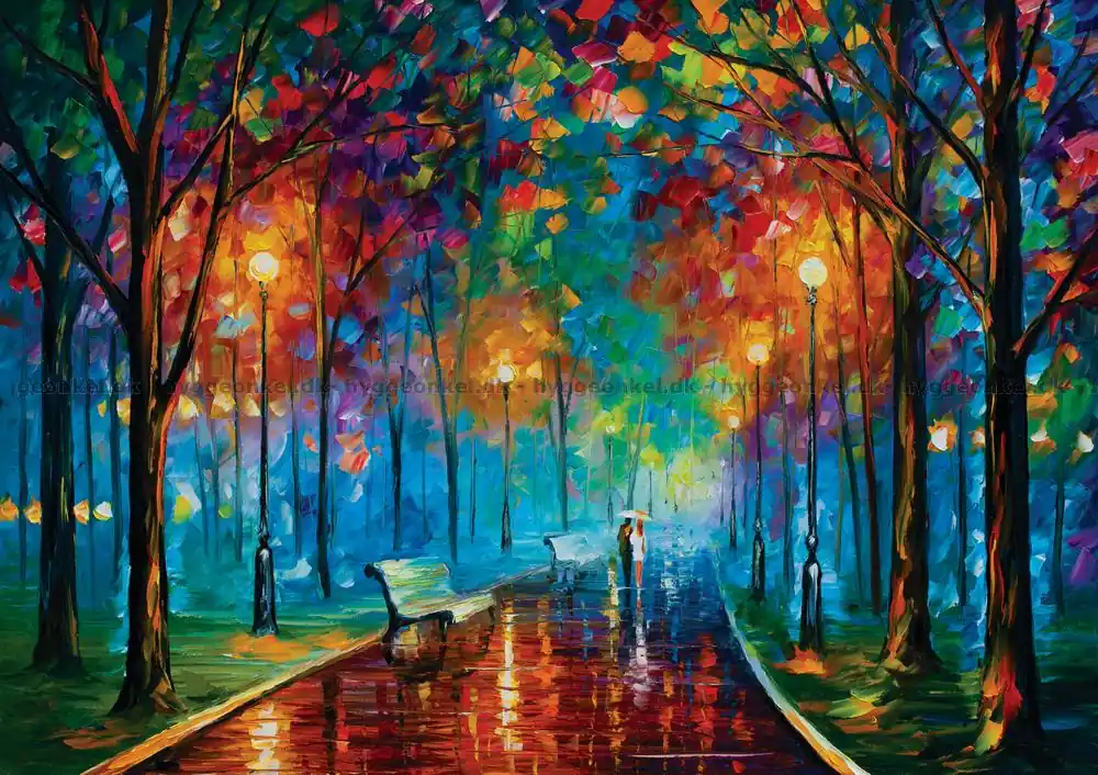 Afremov Romantik i regnet, 1000 bitar - Väl omtyckt