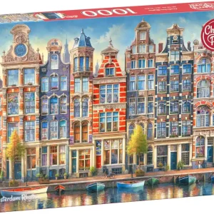 Amsterdam Färgglada hus vid kanalen, 1000 bitar - Expressleverans