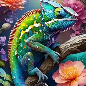Färgglad kameleont bland blommor, 500 bitar - Favorit