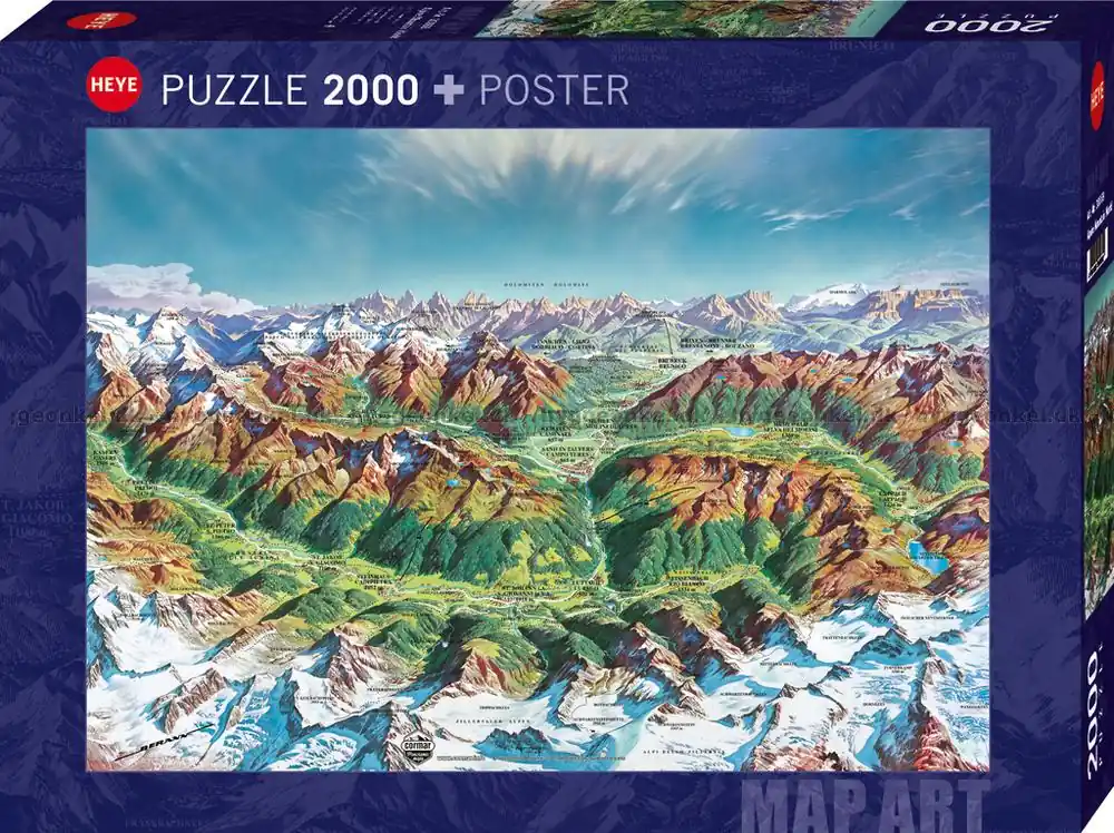 Populärt just nu - Karta över Alperna, 2000 bitar