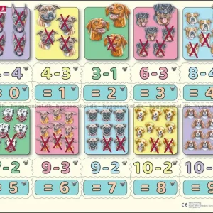 Matematik Minusuppgifter med hundar - Rampussel, 20 bitar | Kan beställas