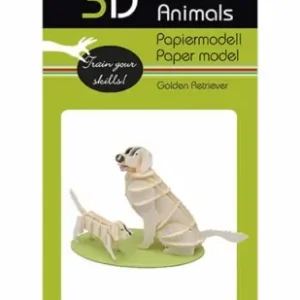 3D papperspussel, Golden Retriever-hundar | Passa på