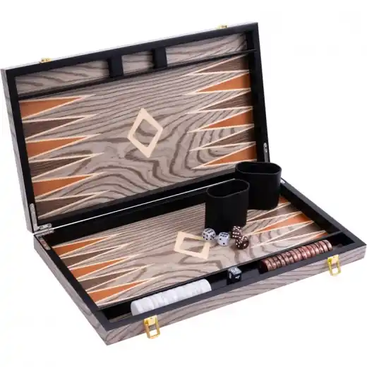 Longfield Backgammon Large Grey Ebony - Nyligen lanserat
