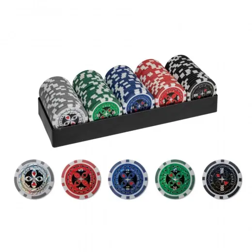 100 poker chips with plastic holder - Fabrikspris