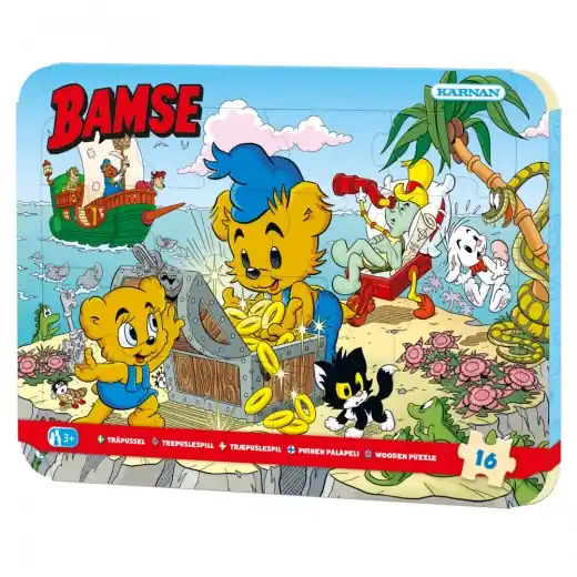 Beställ online - Träpussel Bamse Sjörövare 16 bitar