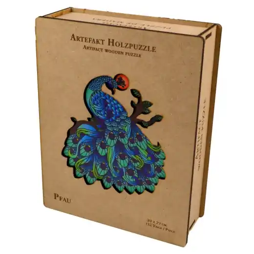Rea | Artefakt träpussel - Peacock 132 Bitar