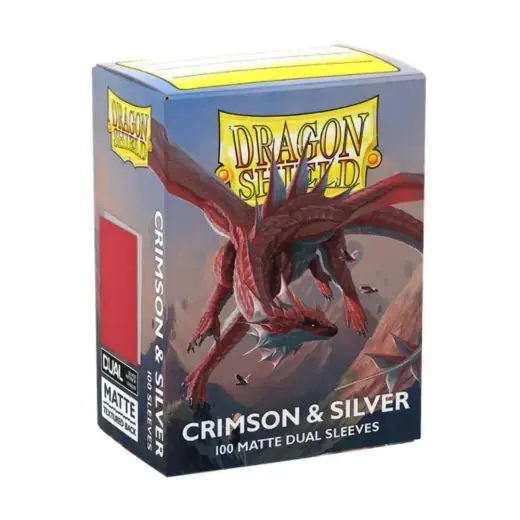 Nytt lägre pris - Sleeves Dragon Shield Matte Dual - 63 x 88 mm Crimson & Silver