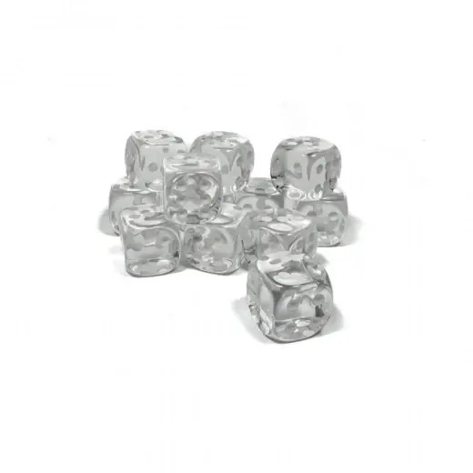 Lågt pris | Dice Set D6 Translucent Clear/White 16 mm