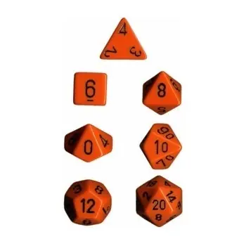 Dice Set 7 Opaque Orange/Black | Bästa pris