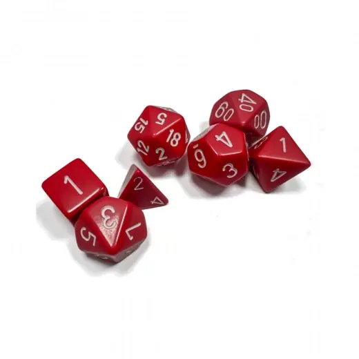 Direkt från fabriken - Dice Set 7 Opaque Red/White