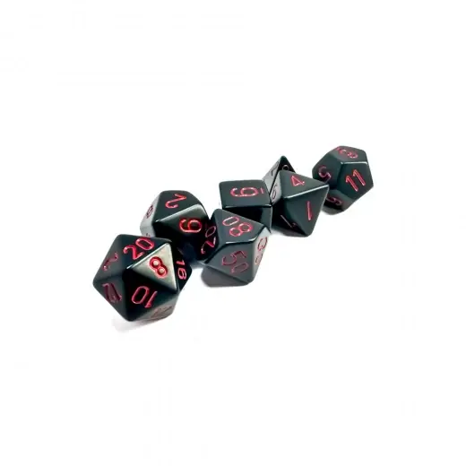 Dice Set 7 Opaque Black/Red | Fabrikspris