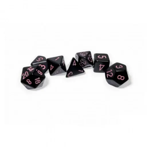 Passa på - Dice Set 7 Opaque Black/Pink