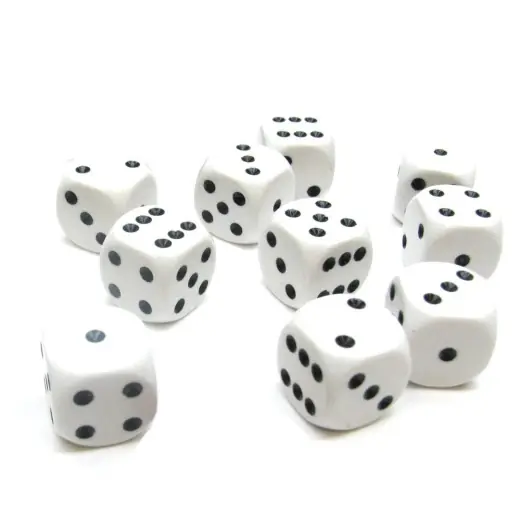 Dice Set D6 Opaque White/Black 16 mm - Begränsat lager