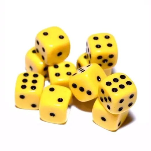 Dice Set D6 Opaque Yellow/Black 16 mm - Specialpris