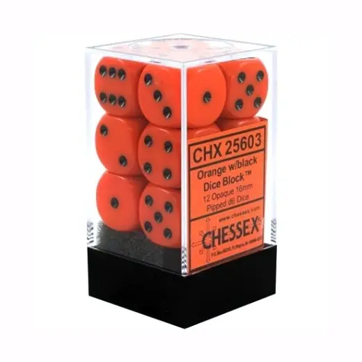 Rekommenderas - Dice Set D6 Opaque Orange/Black 16 mm