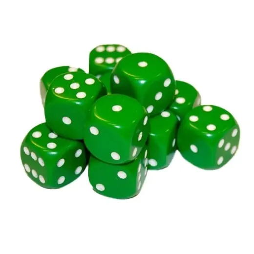 Smidig beställning - Dice Set D6 Opaque Green/White 16 mm