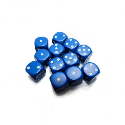 Dice Set D6 Opaque Blue/White 16 mm - Kanonerbjudande