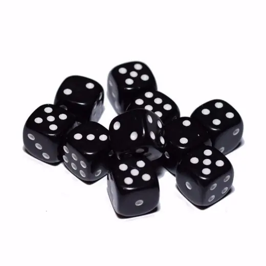 Efterfrågad - Dice Set D6 Opaque Black/White 16 mm