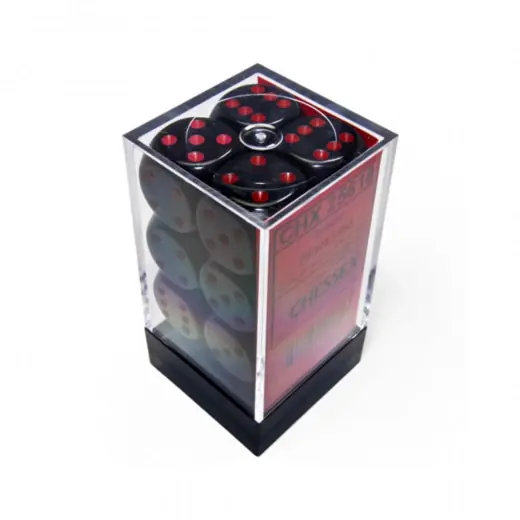 Dice Set D6 Opaque Black/Red 16 mm - Bara denna vecka