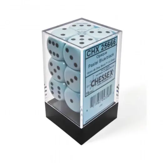 Sista chansen - Dice Set D6 Opaque Pastel Blue/Black 16 mm