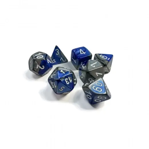 Passa på - Dice Set 7 Gemini Blue-Steel/White