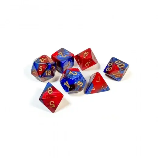 Utförsäljning | Dice Set 7 Gemini Blue-Red/Gold
