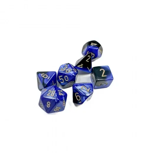Rekommenderas - Dice Set 7 Gemini Black-Blue/Gold
