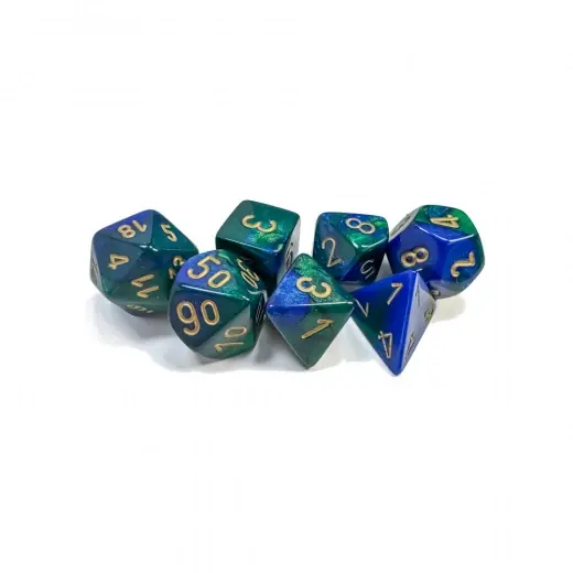 Dice Set 7 Gemini Blue-Green/Gold | Nytt hos oss