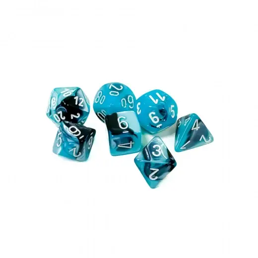 Nyhet i webbutiken | Dice Set 7 Gemini Black-Shell/White