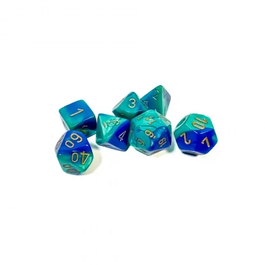 Dice Set 7 Gemini Blue-Teal/Gold | Spara mer